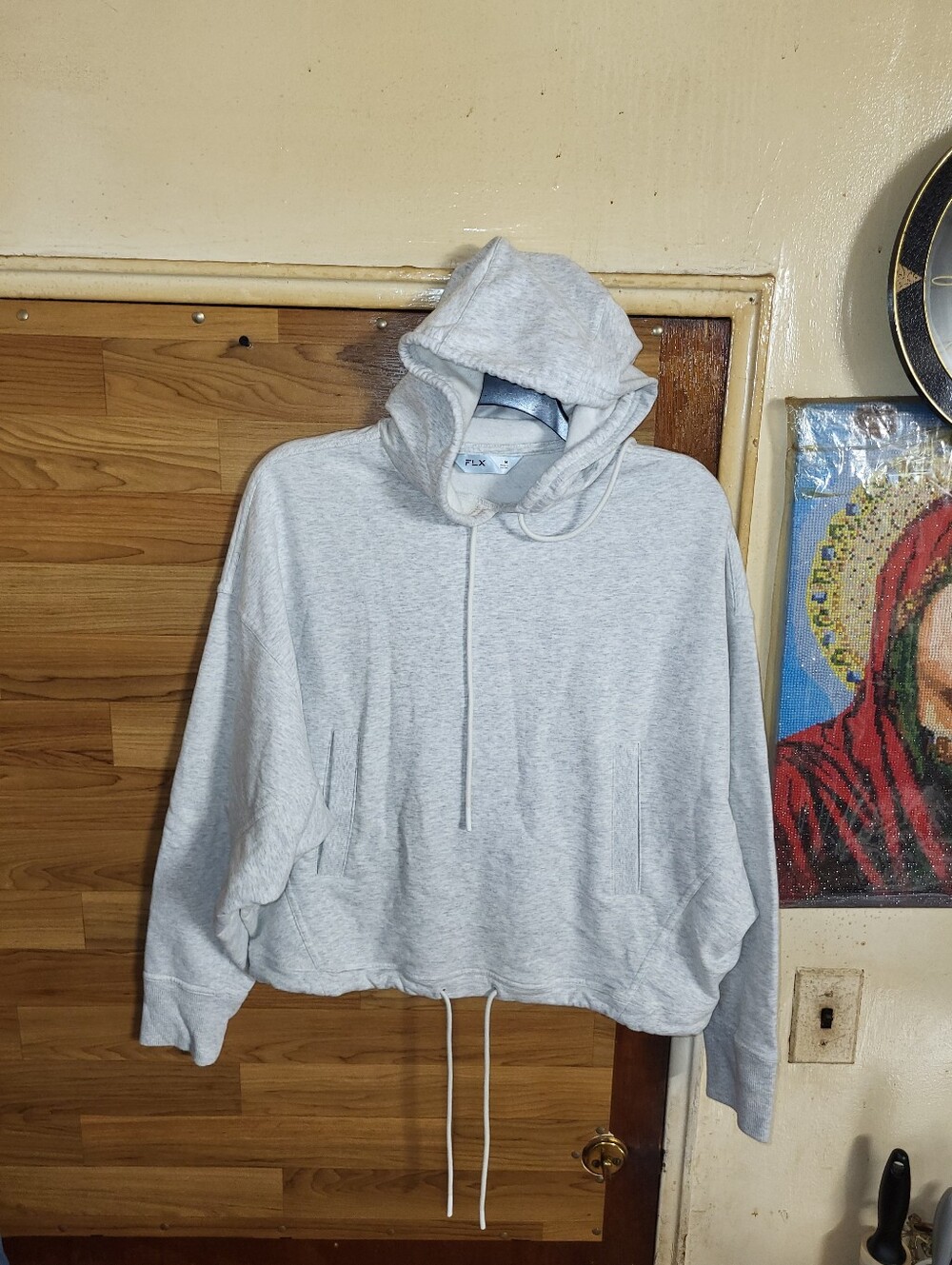 FLX Gray Drawstring Hoodie Sweatshirt Women Size Medium